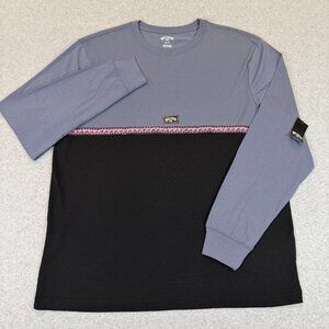 Billabong Men's Bash Crew Long Sleeve T-Shirt XL Color Block Wave Stripe NWT